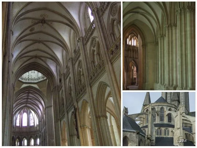 Nef gothique et façade de la cathédrale de Coutances