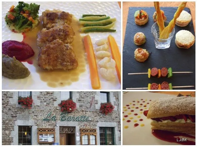 Plats et façade du restaurant La Baratte près de Coutances