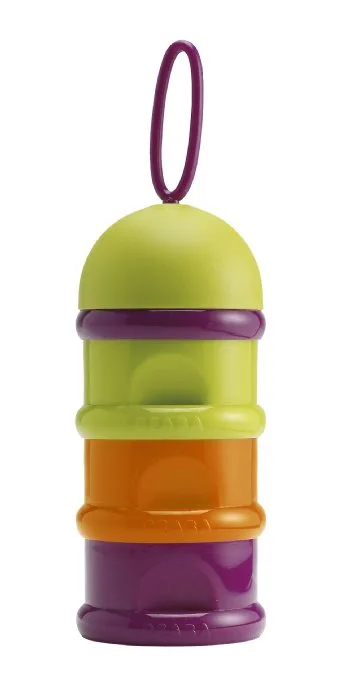 Distributeur de formule empilable en vert, orange et violet