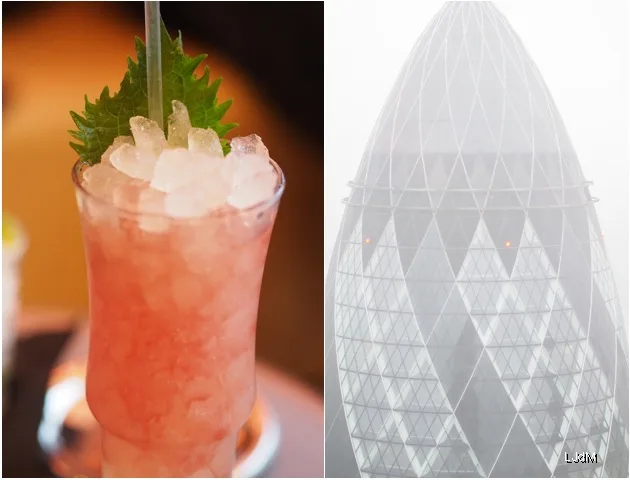 Cocktail rose à côté du Gherkin à Londres