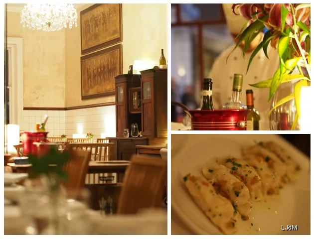 Intérieur confortable du restaurant londonien et repas à l'assiette