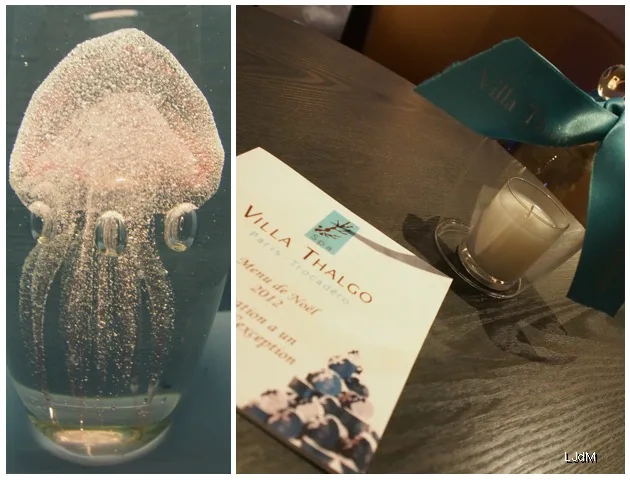 Brochure et boisson servies à la Villa Thalgo