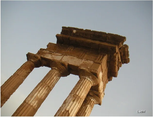 Colonnes du temple grec antique près d'Agrigente