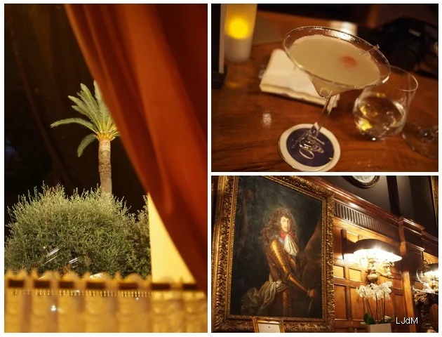 Collage de l'intérieur décoré et des cocktails de l'hôtel Negresco
