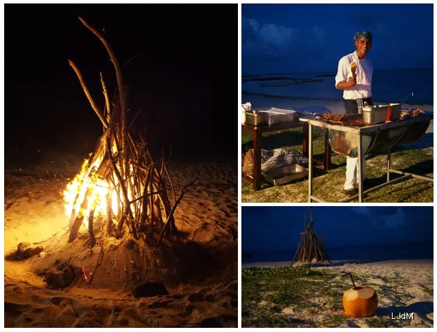 Feu de bois et barbecue organisé de nuit sur la plage
