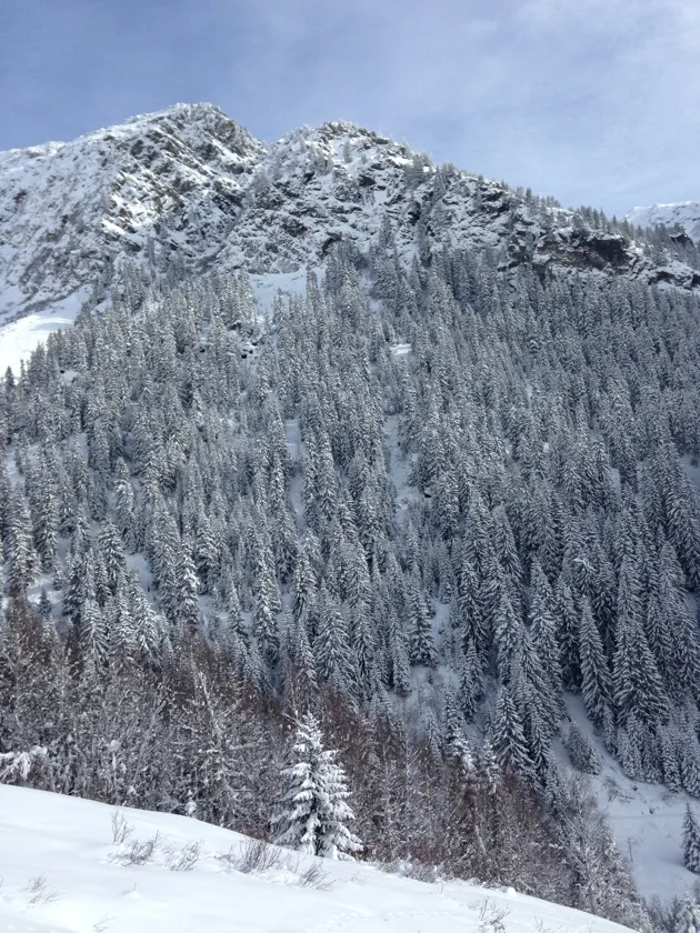 Vue panoramique sur les sommets enneigés depuis La Rosière