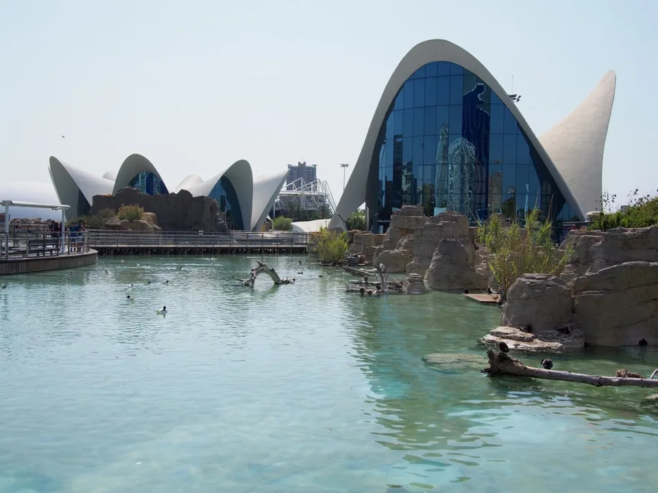 Bâtiment d'aquarium incurvé à l'Oceanogràfic Valencia