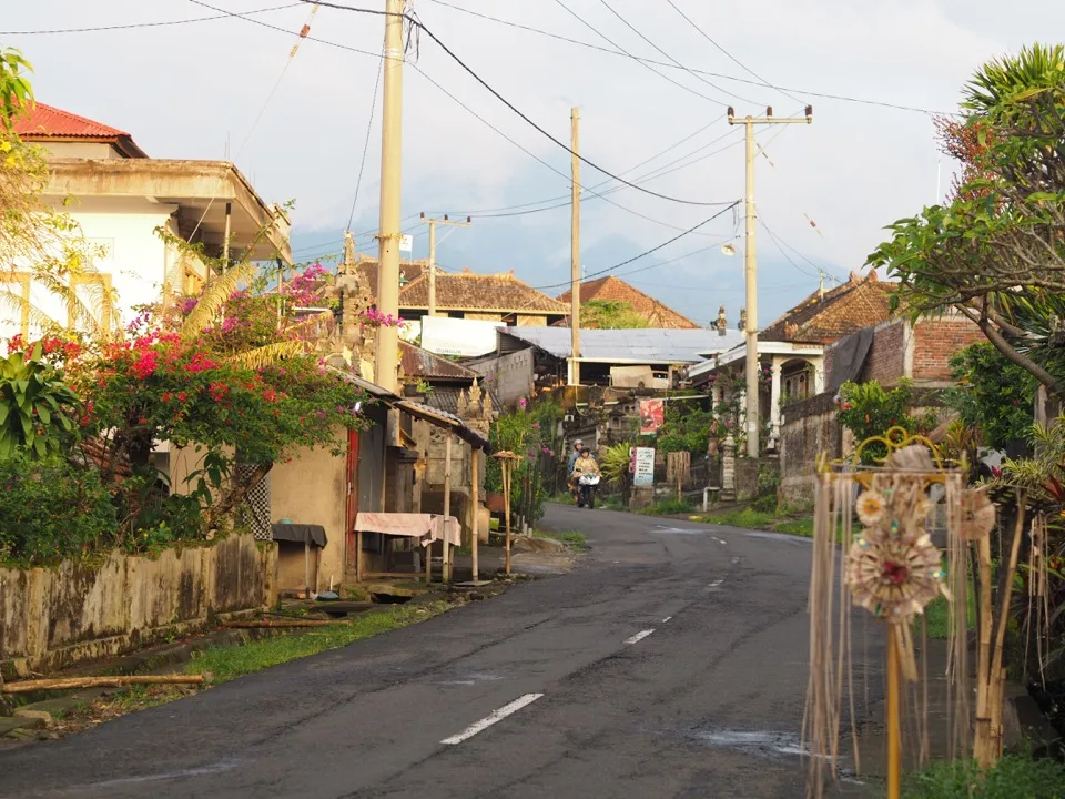 Petite route traversant un village balinais