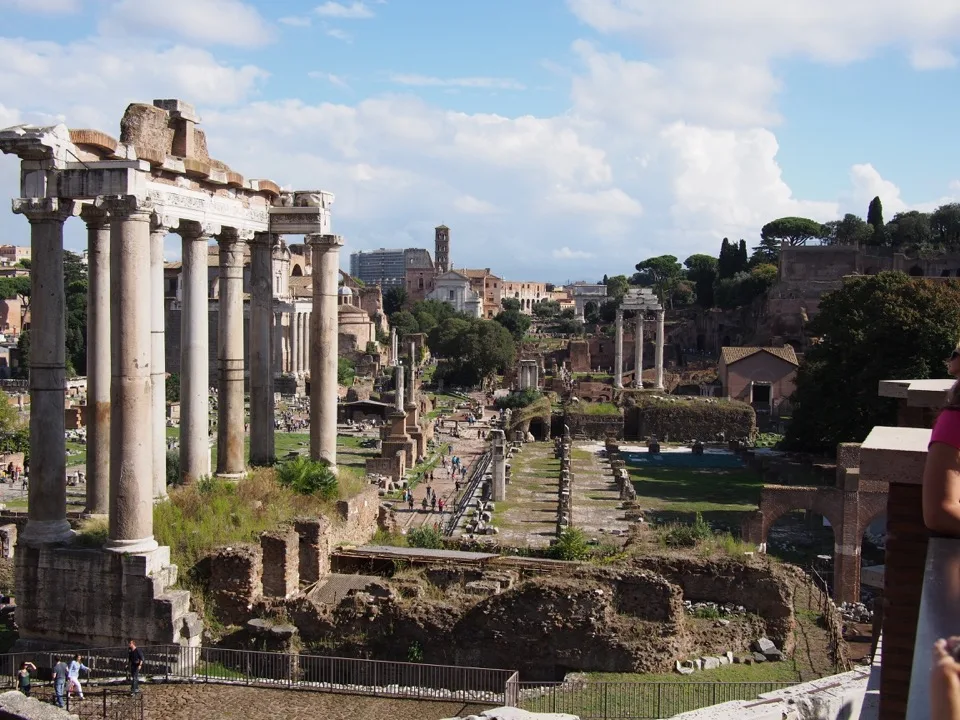 View of the Roman Forum and its ancient columns