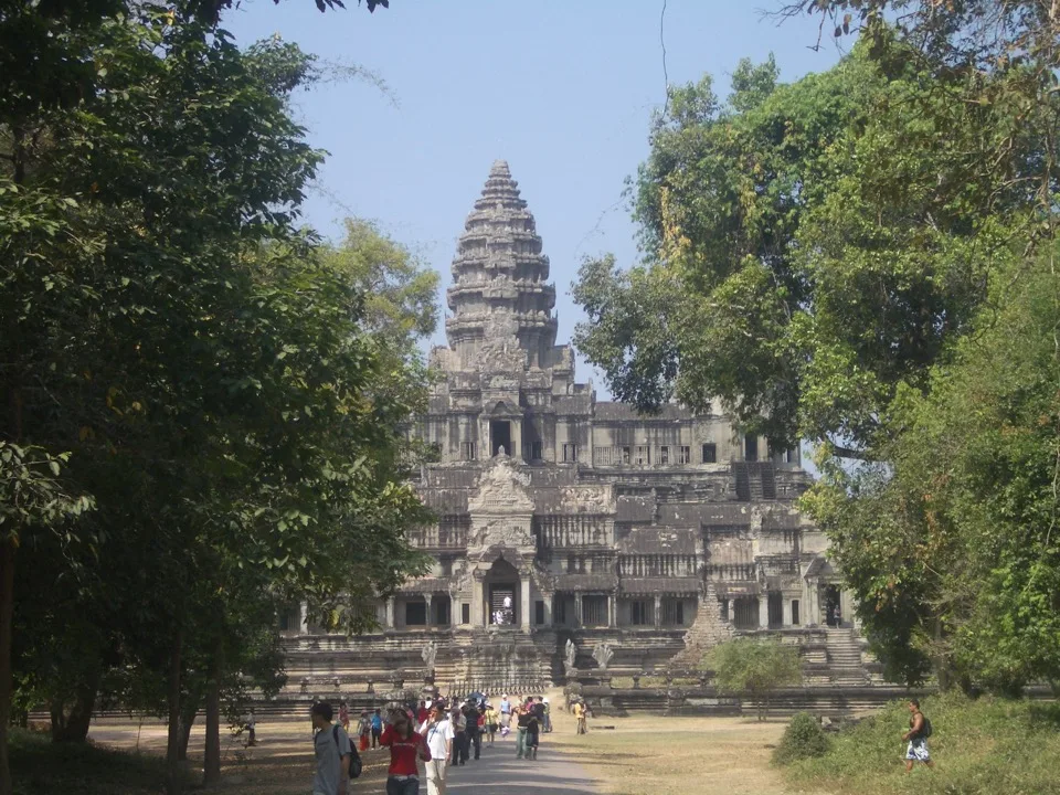 Façade of Angkor Wat temple in Cambodia