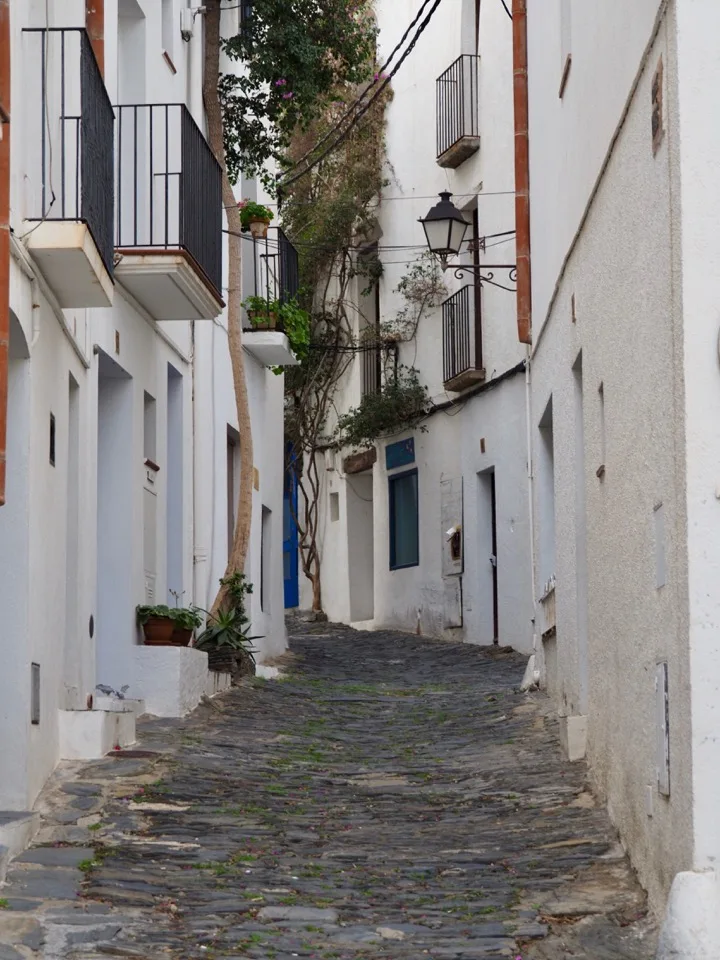 Ruelle étroite bordée de maisons blanches à Cadaqués