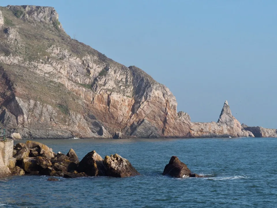 Rocky cliff and sea stack off the Devon coast