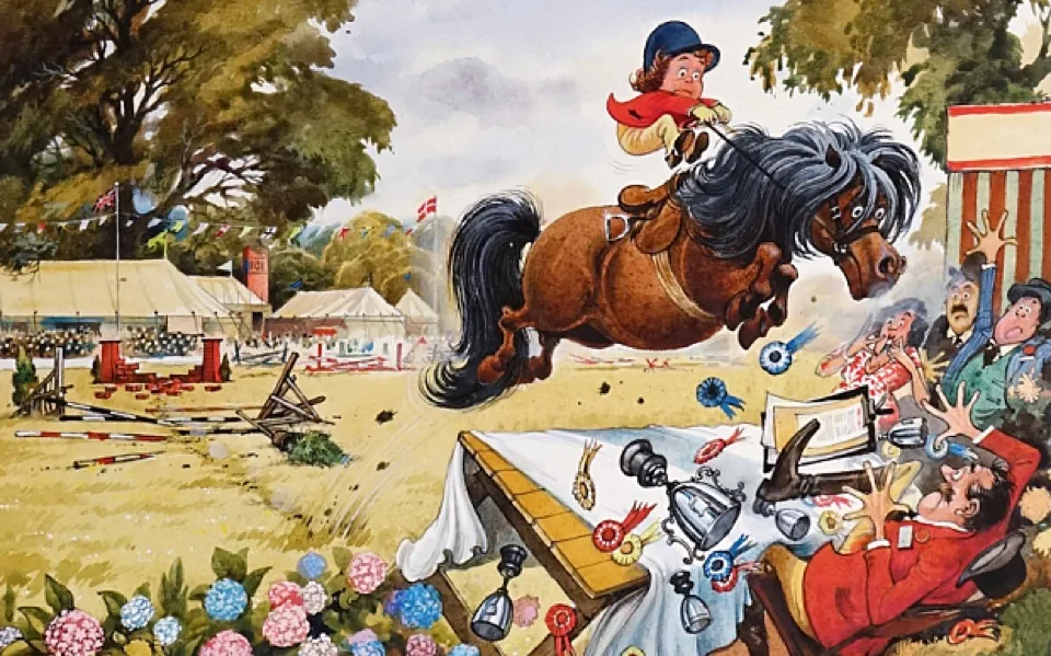 Illustration d'une scène chaotique d'équitation