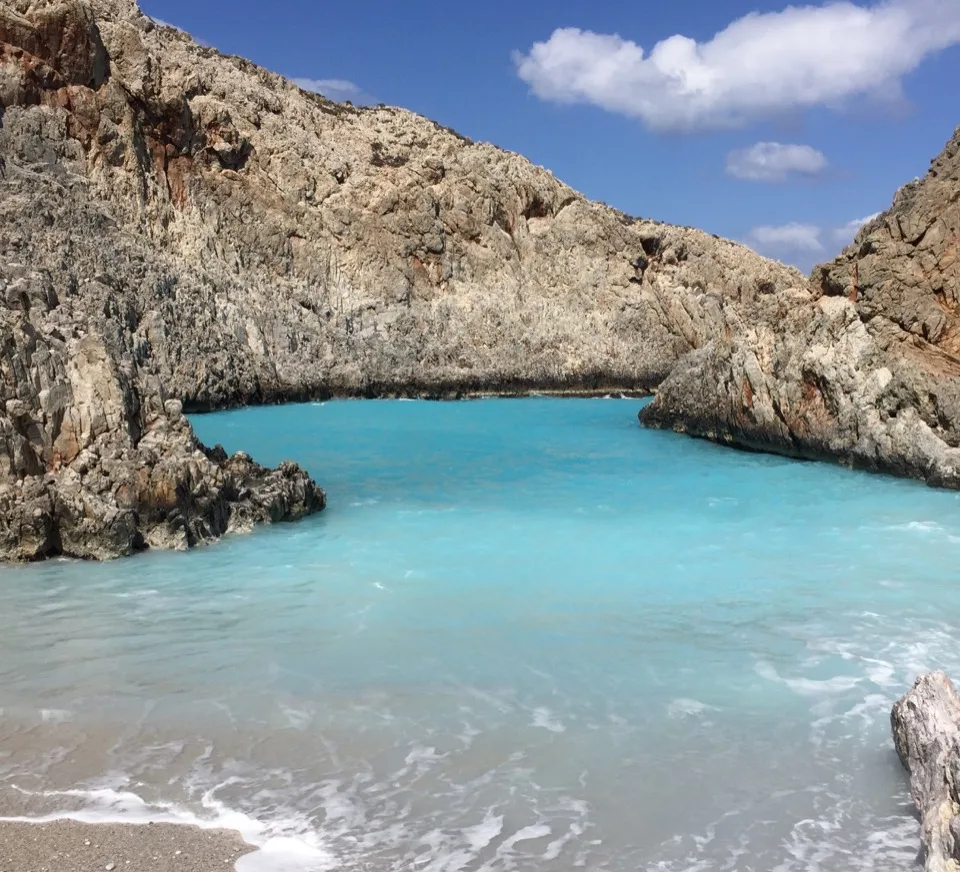 View of the turquoise cove of Seitan Limania