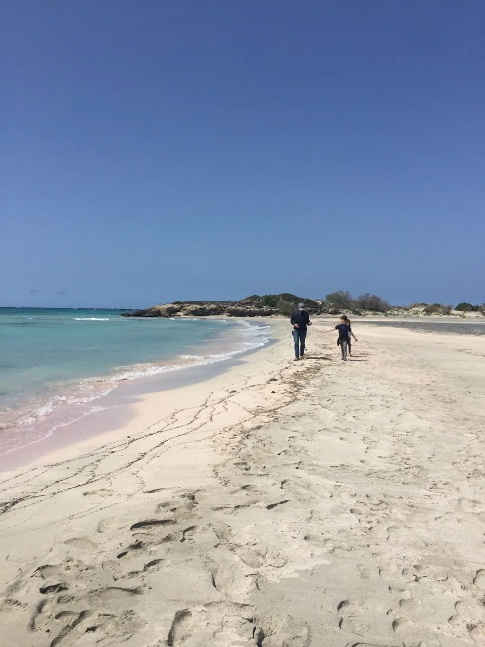 Family on Elafonissi's sandy beach
