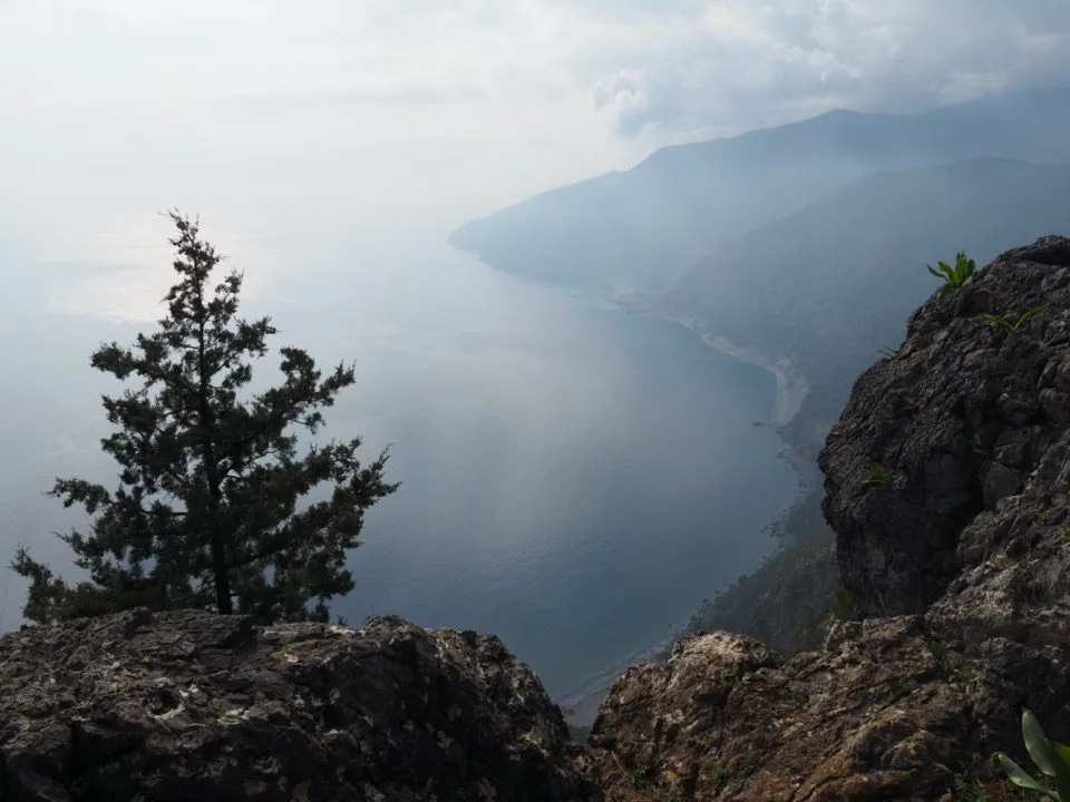 Misty sea viewed from a Cretan cliff