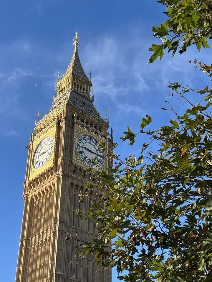 Big Ben encadré par les feuilles d'automne