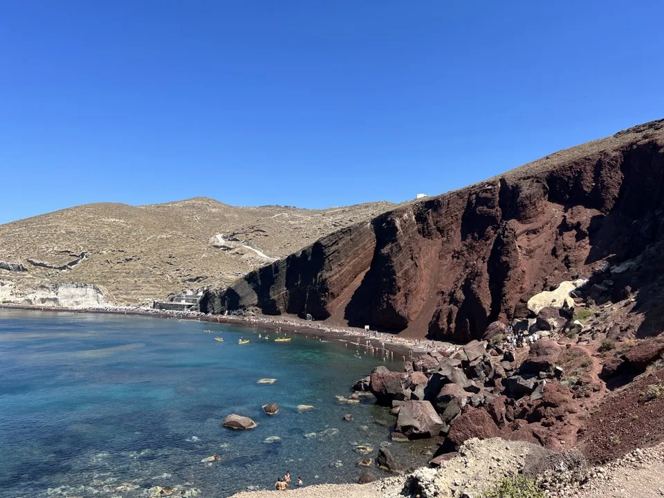 santorin a pied en bus et en famille