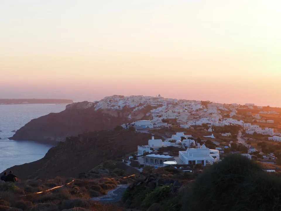 coucher de soleil oia sans foule