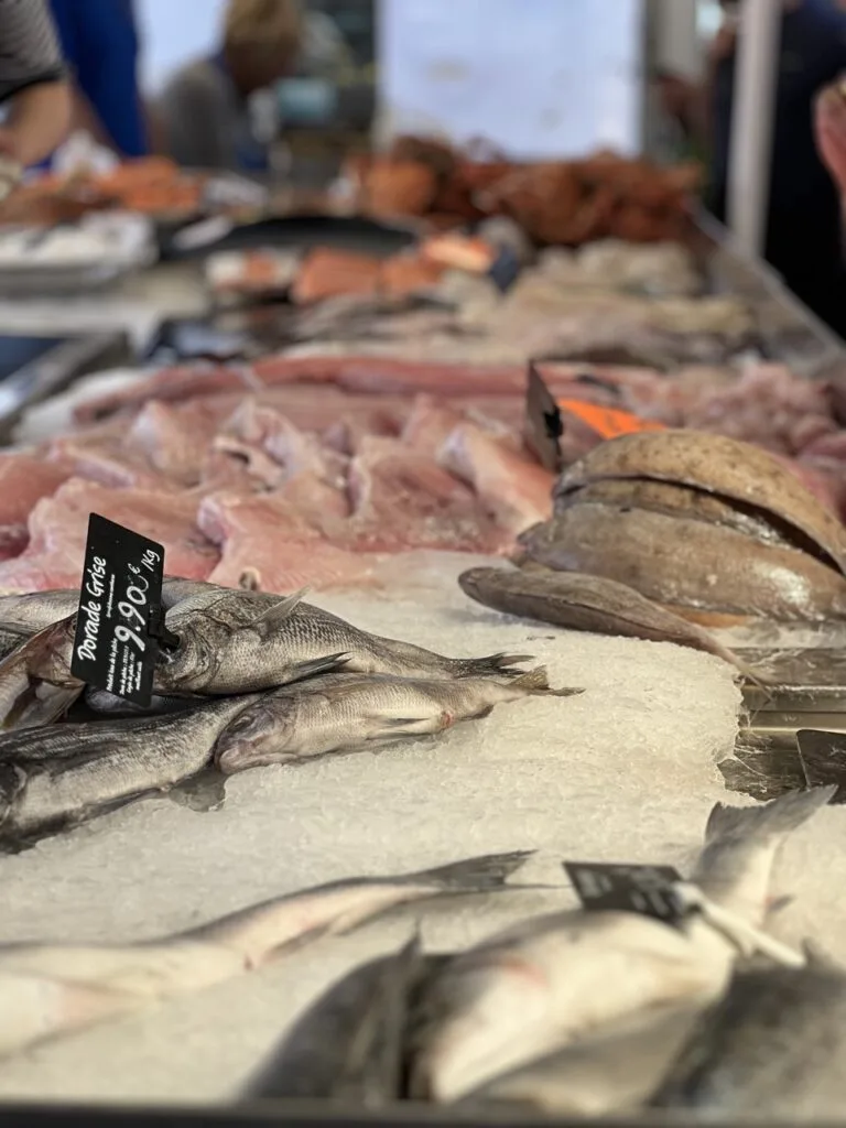 Fish stall at Ouistreham market