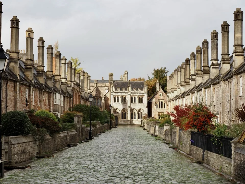 Maisons médiévales alignées de Vicar’s Close à Wells
