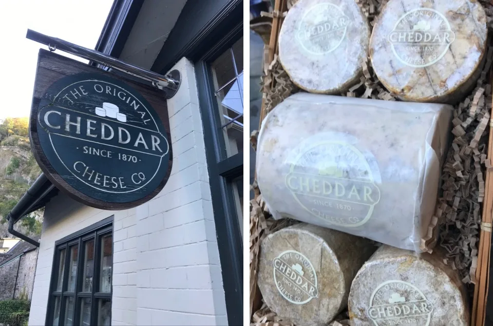 Enseigne et meules de cheddar de l’Original Cheddar Cheese Co.